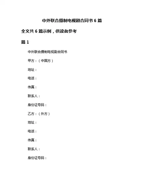 中外联合摄制电视剧合同书6篇