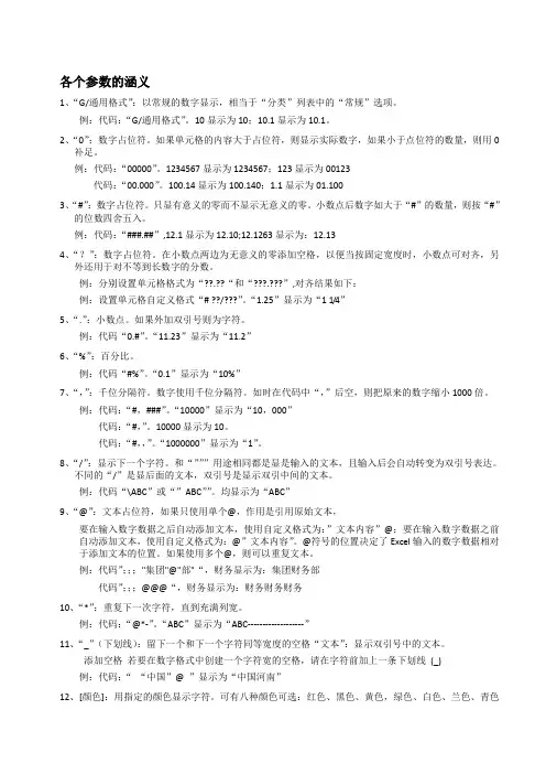 EXCEL单元格式自定义设置