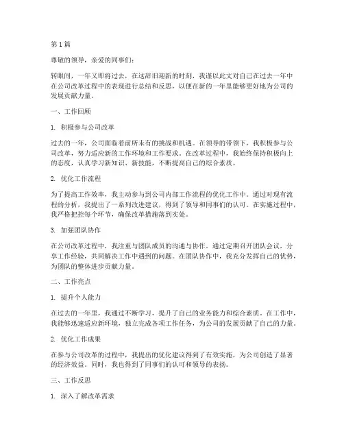 公司改革个人年度总结(3篇)