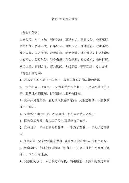 背影好词好句摘抄