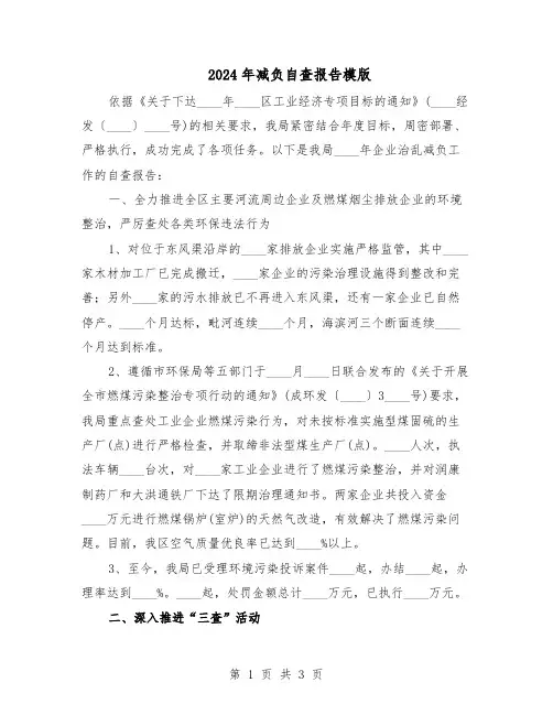 2024年减负自查报告模版（二篇）