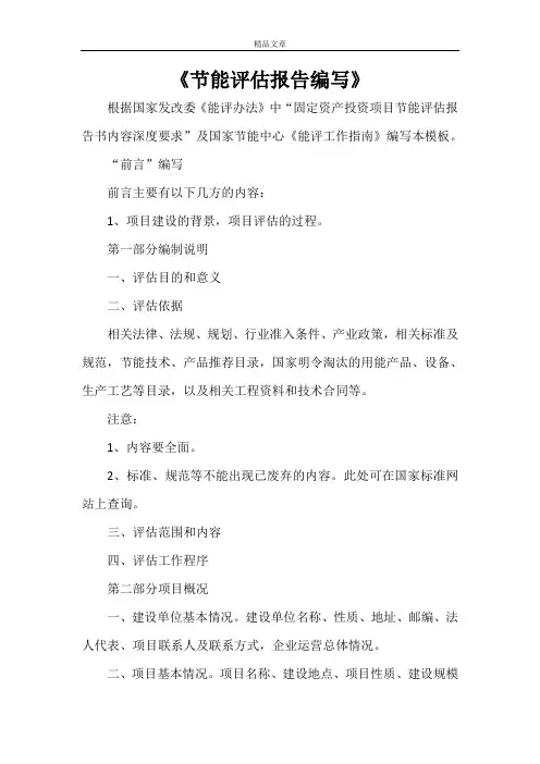 《节能评估报告编写》
