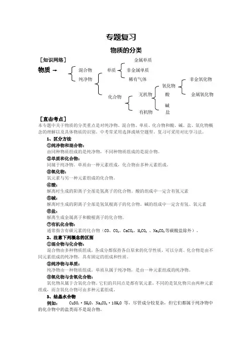 专题复习物质的分类