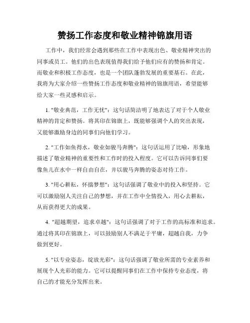 赞扬工作态度和敬业精神锦旗用语
