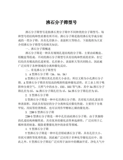 沸石分子筛型号