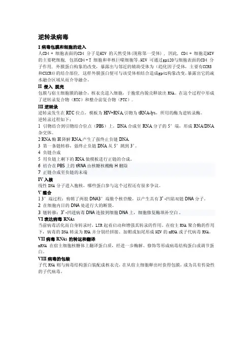 逆转录病毒侵入过程