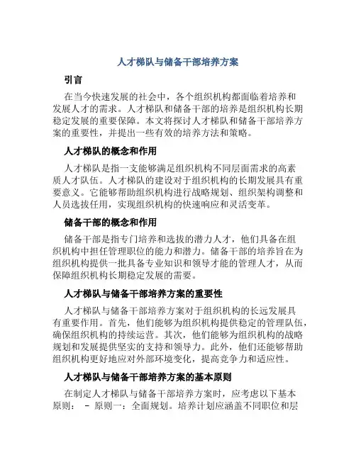 人才梯队与储备干部培养方案
