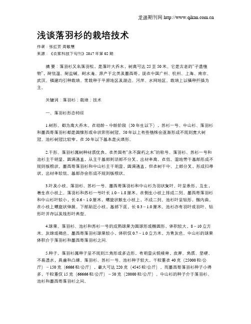 浅谈落羽杉的栽培技术