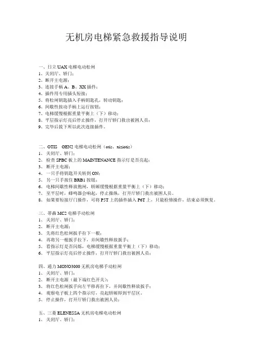 无机房电梯紧急救援指导说明
