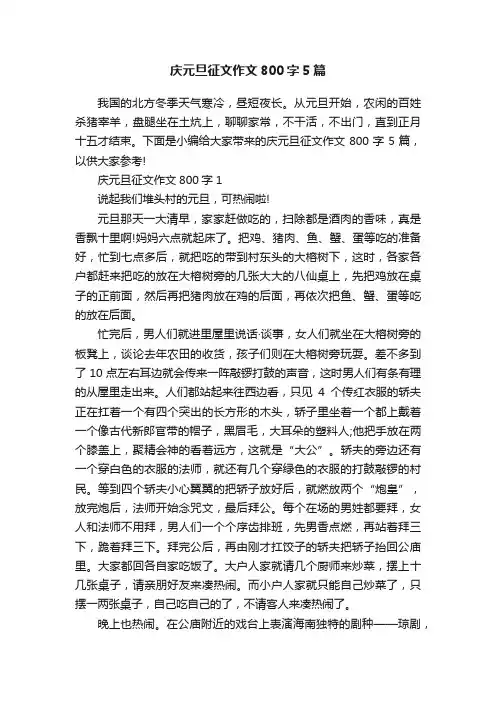 庆元旦征文作文800字5篇