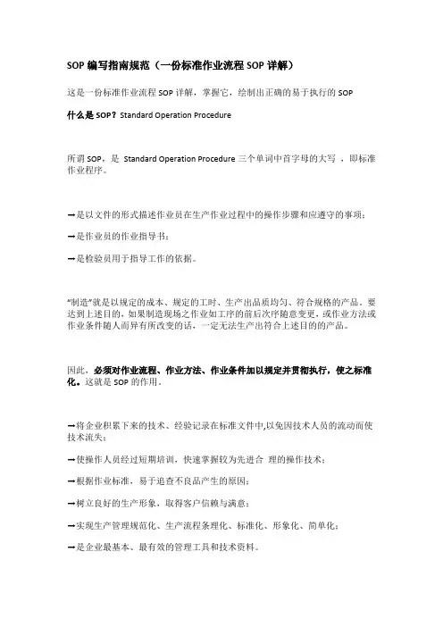 SOP编写指南规范(一份标准作业流程SOP详解)
