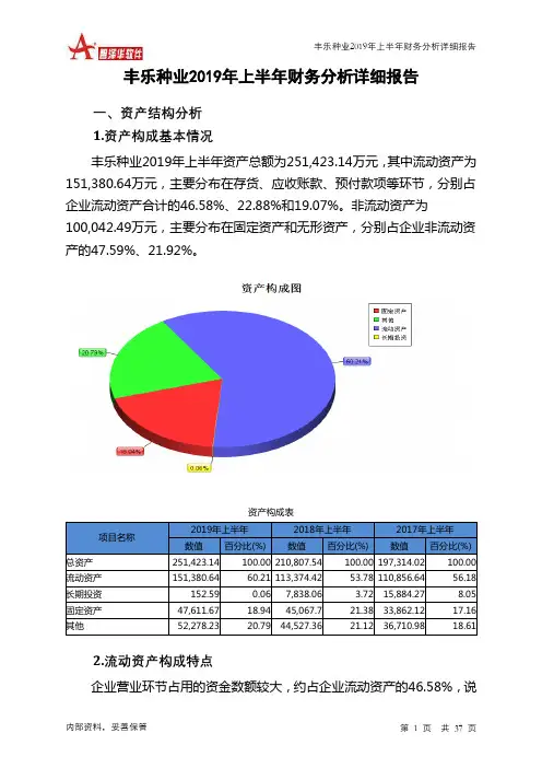 丰乐种业2019年上半年财务分析详细报告