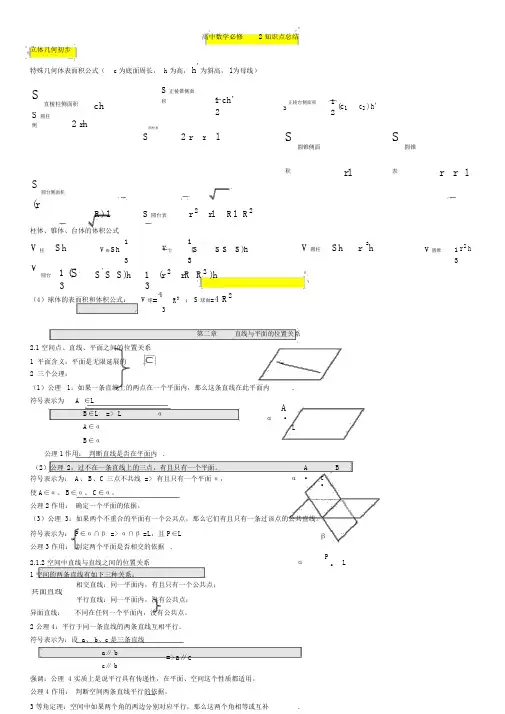数学必修二知识点归纳
