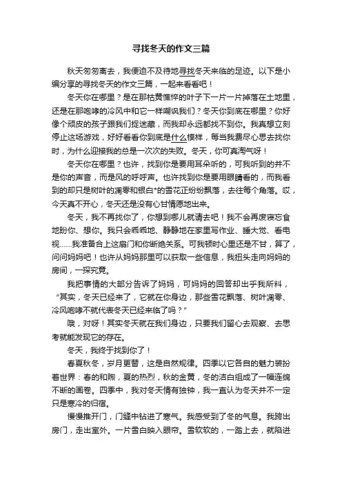 寻找冬天的作文三篇