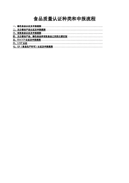 食品认证体系和申报流程