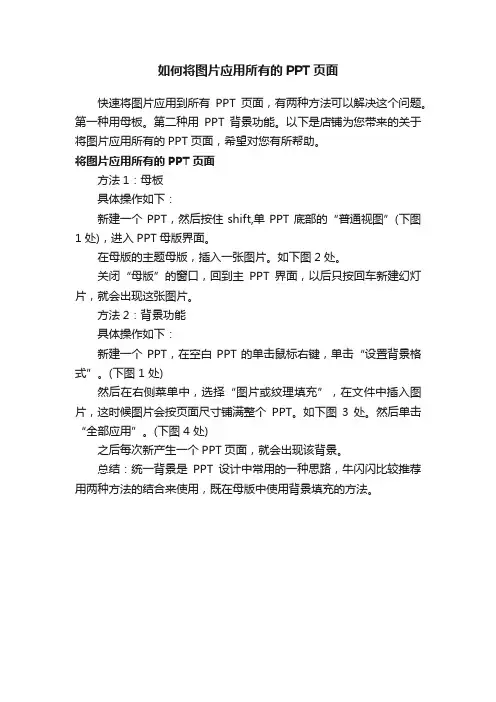 如何将图片应用所有的PPT页面