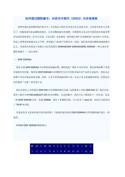 如何通过颗粒编号,识别当今现代(HYNIX)内存条规格