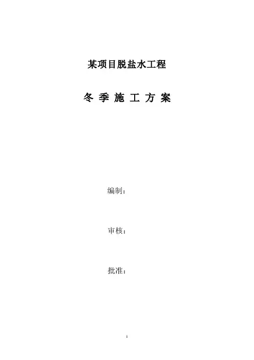 脱盐水装置冬季施工方案