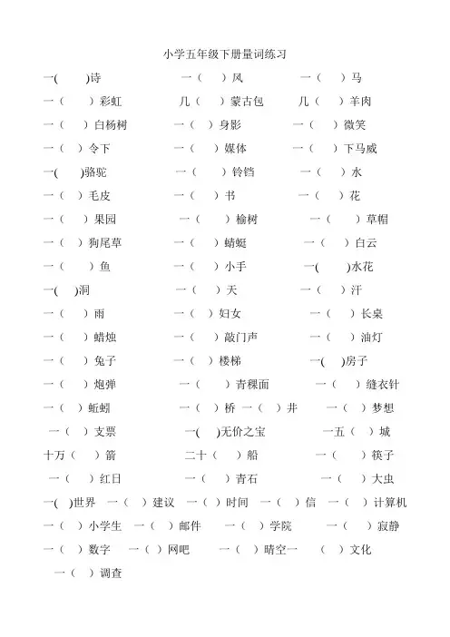 部编版小学五年级下册语文量词练习试题