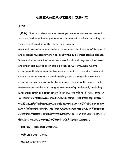心肌应变及应变率定量分析方法研究