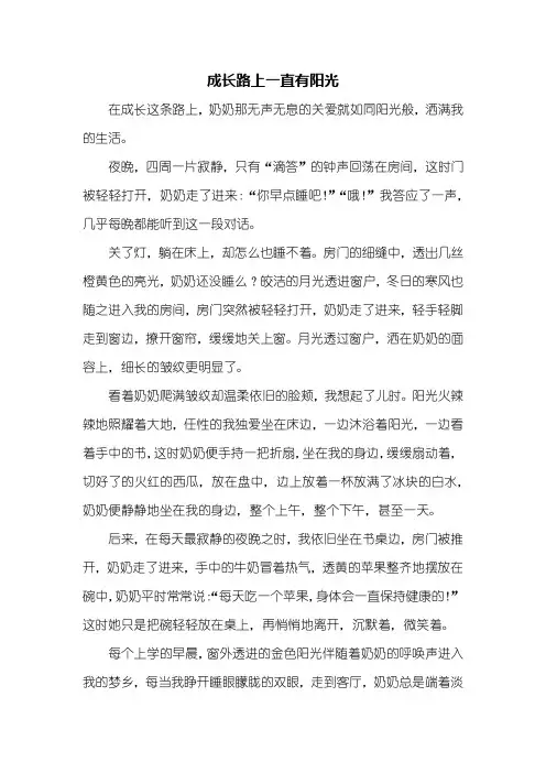 初三作文：成长路上一直有阳光作文700字