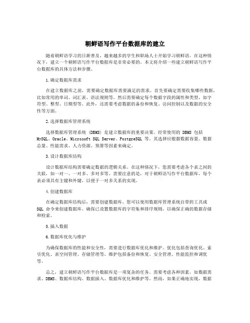 朝鲜语写作平台数据库的建立