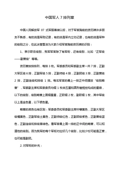中国军人7排列章