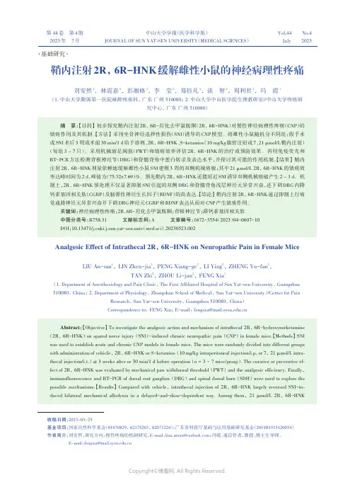 鞘内注射2R，_6R-HNK_缓解雌性小鼠的神经病理性疼痛