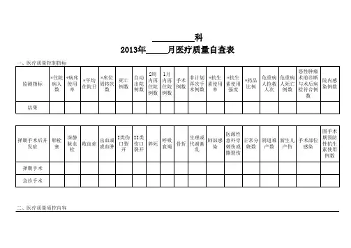 医疗质量自查表