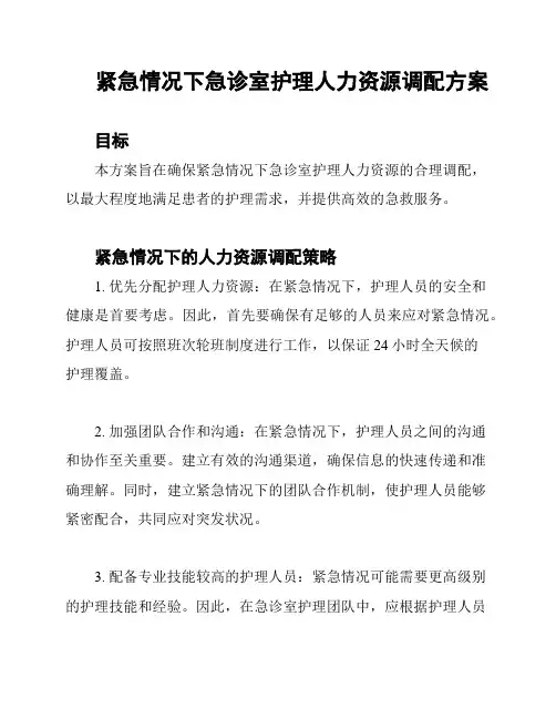 紧急情况下急诊室护理人力资源调配方案