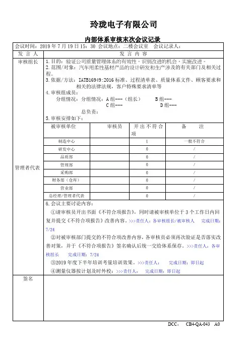 内审末次会议记录范本