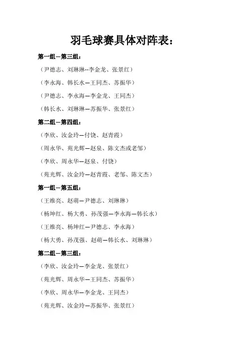 羽毛球比赛具体对阵表(含密山