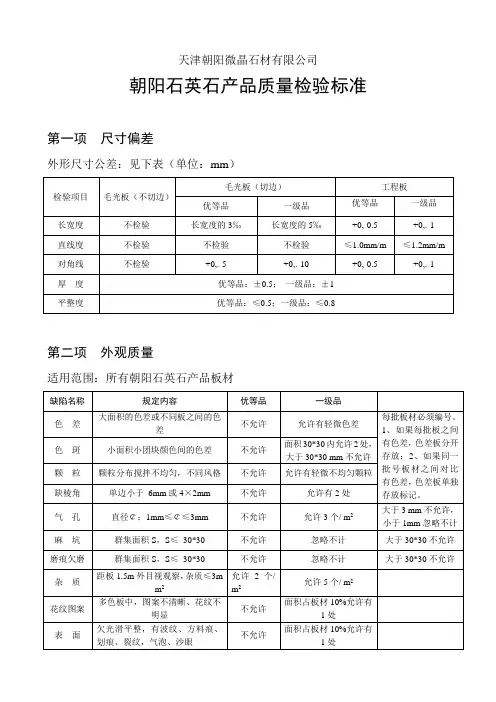天津朝阳石英石质量检验标准