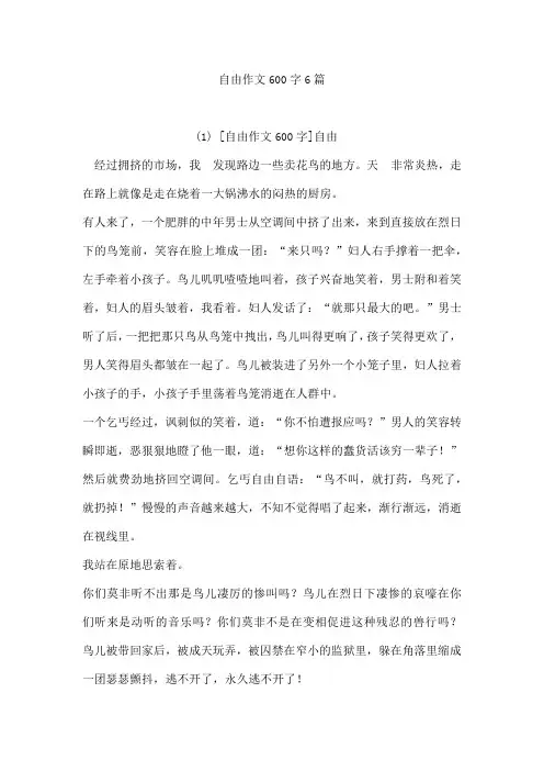 自由作文600字6篇