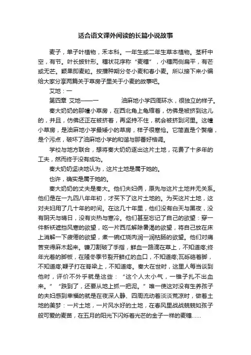 适合语文课外阅读的长篇小说故事