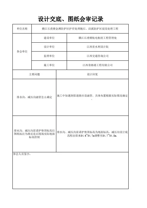 设计交底、图纸会审记录