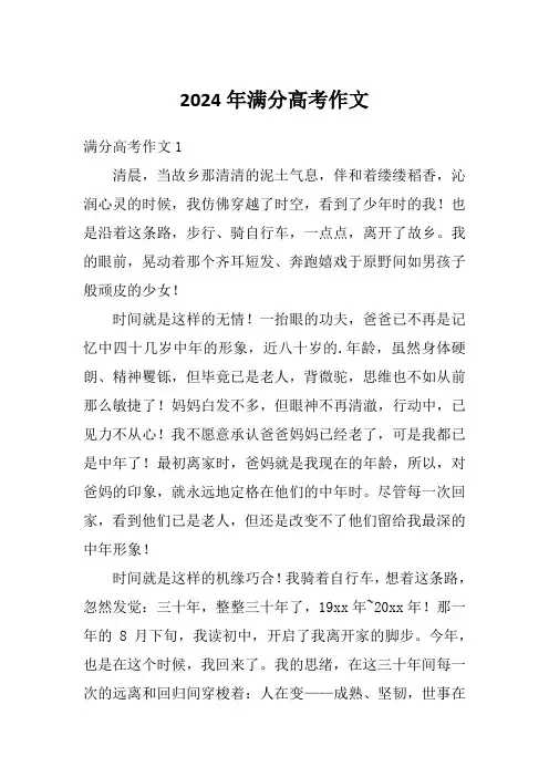2024年满分高考作文