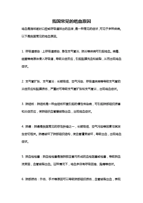 我国常见的咯血原因