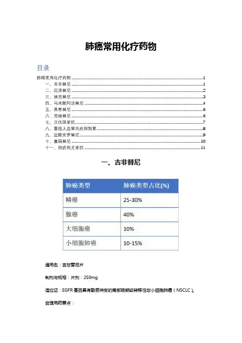 肺癌常用化疗药物