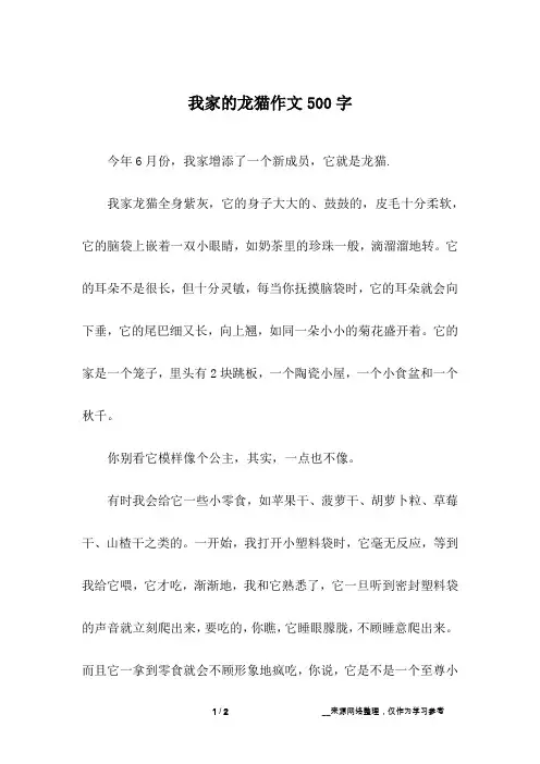 我家的龙猫作文500字