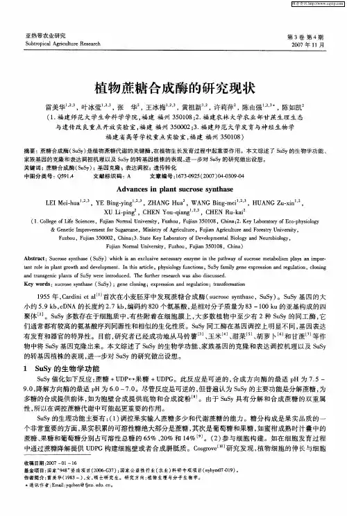 植物蔗糖合成酶的研究现状