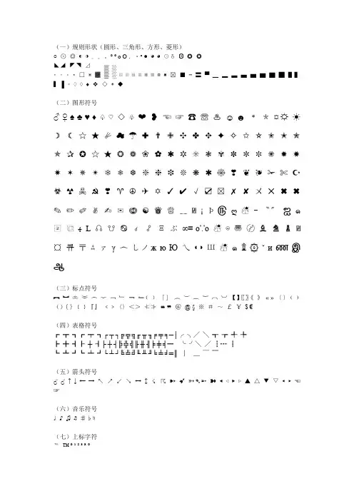 文档编辑常用符号