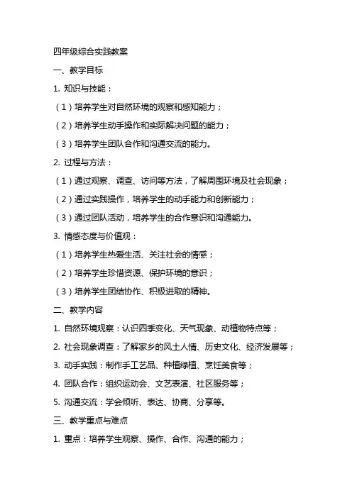 四年级综合实践教案