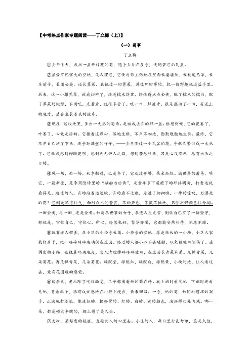 中考热点作家专题阅读——丁立梅(上)