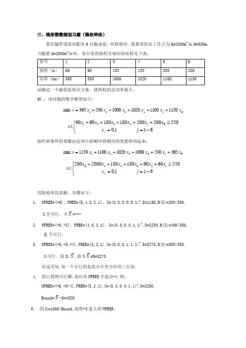 线性整数规划习题(隐枚举法)