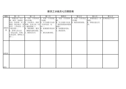 新员工七日跟踪表