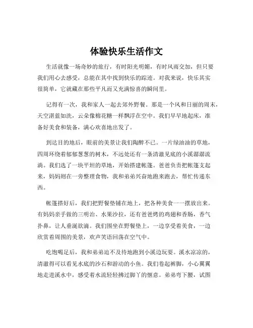 体验快乐生活作文