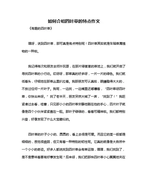 如何介绍四叶草的特点作文
