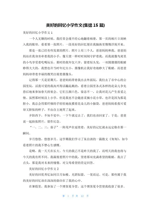 美好的回忆小学作文(集锦15篇)