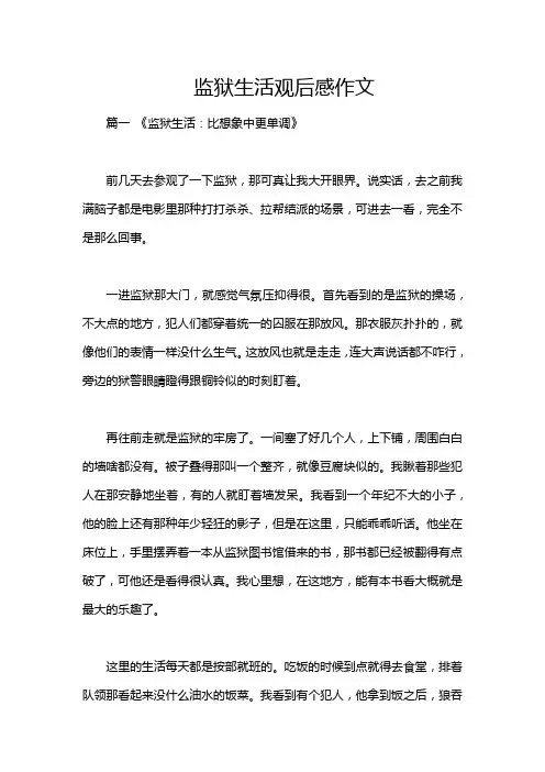 监狱生活观后感作文